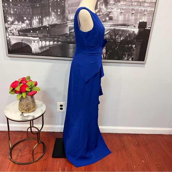 Eliza J Sleeveless Cascading Ruffle Front Gown - Blue - New With Tag - Reemoly - Picture 8 of 16